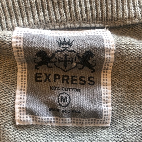 EXPRESS Men’s Grey V Neck Cotton Sweater SZ M. - Picture 5 of 8